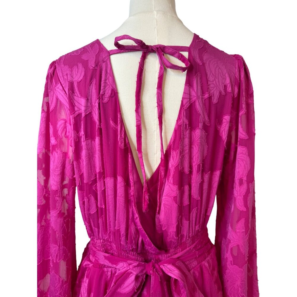 NWT Band Of The Free Large Fuchsia Pink Textured Long Sleeve Mini Dress - Picture 10 of 16